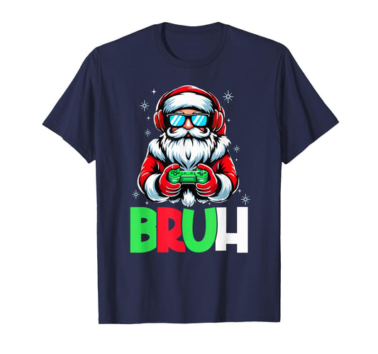 Video Game Santa Xmas Bruh Christmas Gamer Boys Mens Kids T-Shirt
