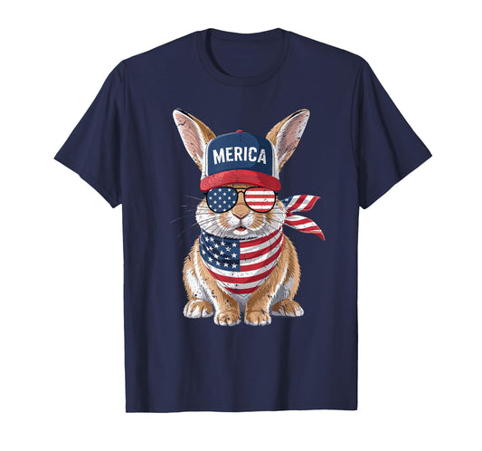 Rabbit 4th of July US American Flag Patriotic Bunny T-Shirt