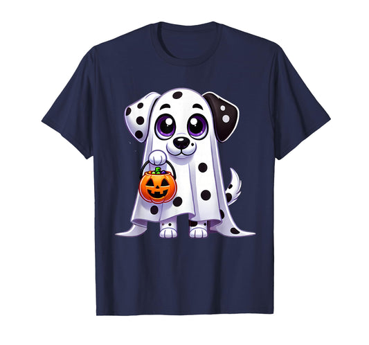 Dalmatian Ghost Halloween Dog Men Women Kids T-Shirt