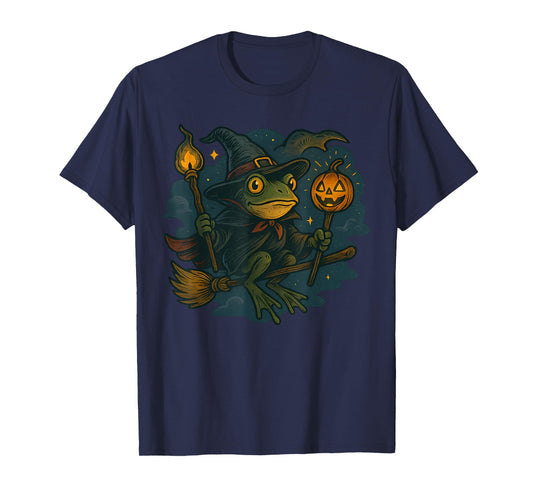 Cute Witch Frog Halloween Funny Spooky Costume T-Shirt