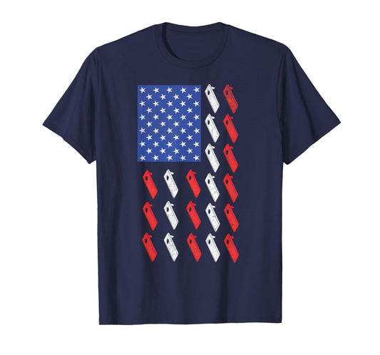 Cornhole Player Toss Bean Bag Game Men Women American Flag T-Shirt