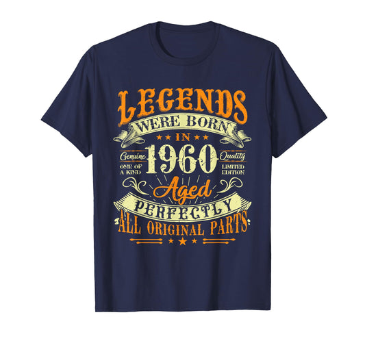 65th Birthday Vintage Legends Born In 1960 65 Years Old T-Shirt