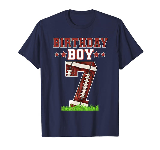 Birthday Boy 7 Football Lover Ball 7 Years Old Bday Party T-Shirt