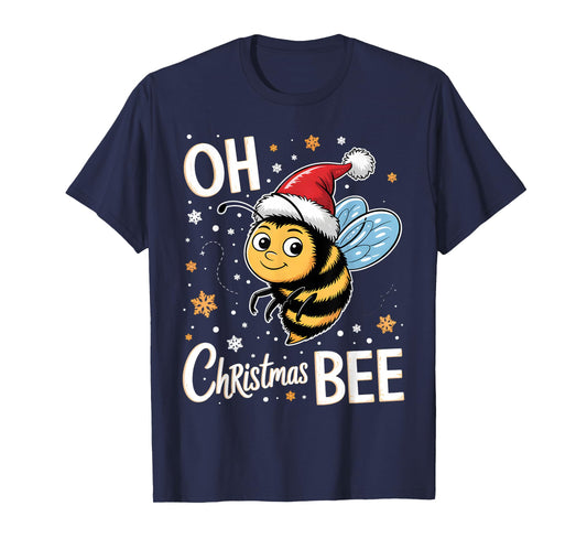 Cute Xmas Bumble Bee Oh Christmas Tree Joke Snow Scene T-Shirt
