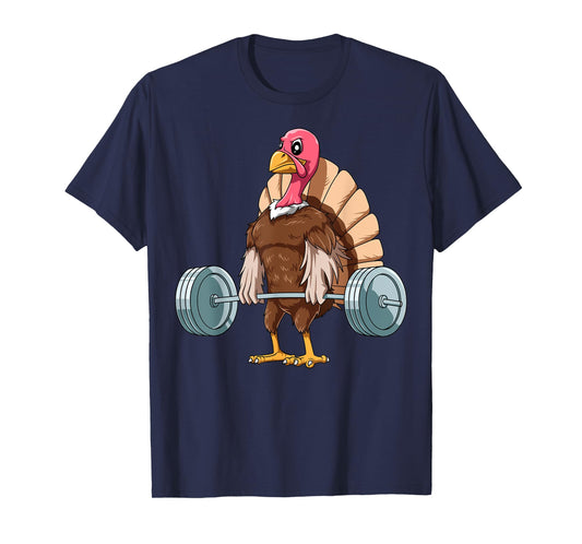 Deadlifting Zoo Thanksgiving Weightlifting Turkey Deadlifting T-Shirt - Black, Small, Unisex, Short Sleeve, Classic Fit, Cotton Blend, Turkey Theme, Gym, Thanksgiving