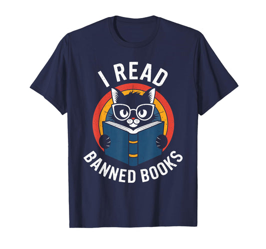 I Read Banned Books For Men Women Funny Cat | Banned Books T-Shirt