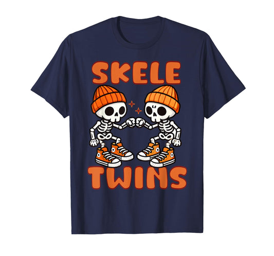 Twin Boys Twinning Halloween Best Friend Matching Skeleton T-Shirt