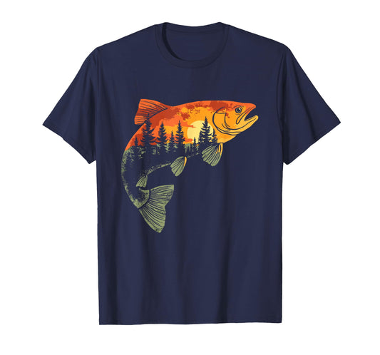 Fishing, Trout, Fly Fishing, Angler Fisherman, Nature Forest T-Shirt