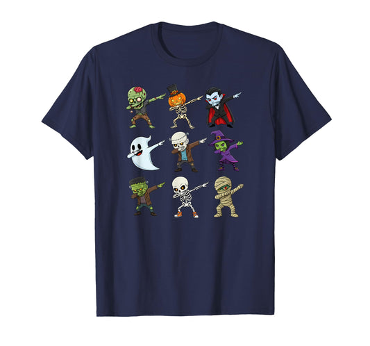 Dabbing Halloween Zombie Skeleton Pumpkin Mummy T-Shirt