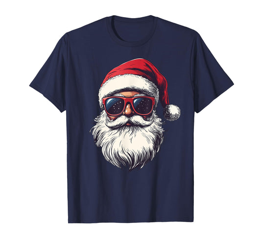 Cool Santa Claus Face Retro Sunglasses Christmas Men Boys T-Shirt