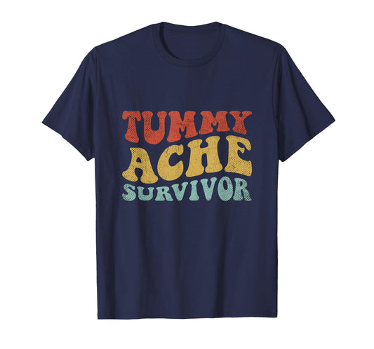 Tummy Ache Survivor Shirt Women Funny IBS Stomach Ache Retro T-Shirt