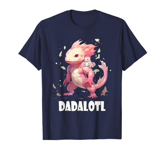 Dadalotl Fathers Day for Dad of Axolotl Daughter ANd Son T-Shirt