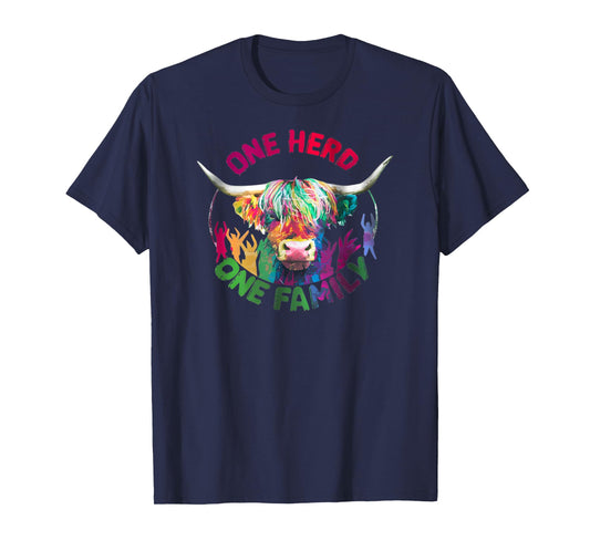 Funny Color One Herd One Family Vintage Rodeo Western Cowboy T-Shirt