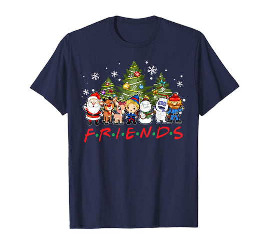 Christmas Santa Friends Rudolph Snowman Family Xmas Holiday T-Shirt