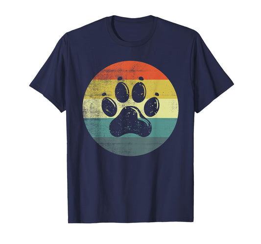 Retro Vintage Dog Paw Design T-Shirt for Men Women Kids