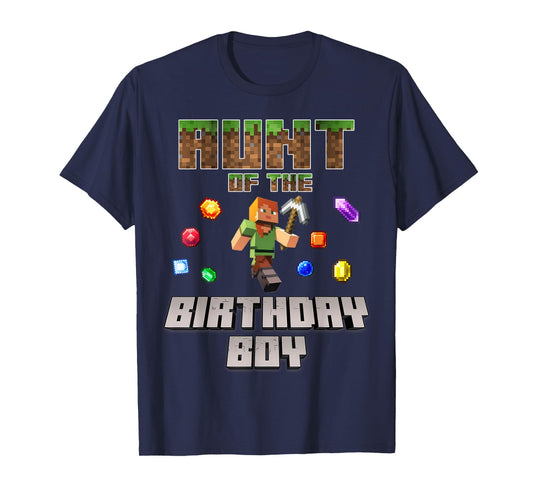 Aunt Of The Birthday Boy Video Gamer Pixel Number T-Shirt