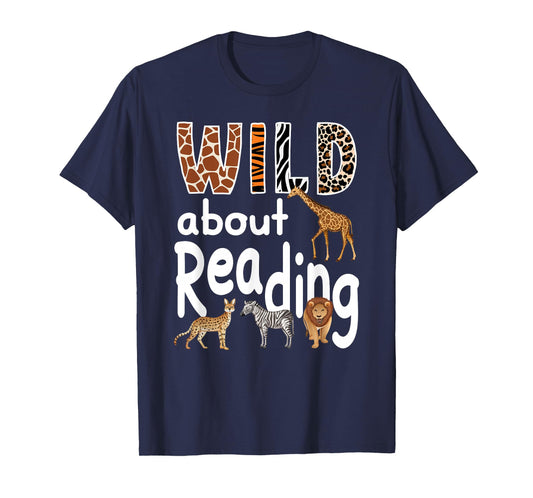 Zoo Animals Wild About Reading Books Reader Lover Librarian T-Shirt
