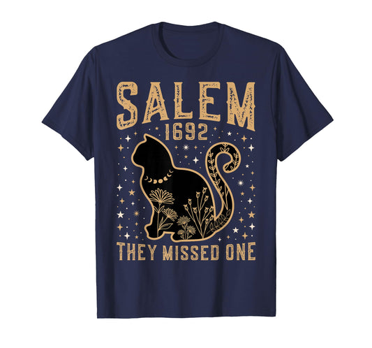1692 They Missed One Shirt Salem Witch Trials Black Cat Moon T-Shirt
