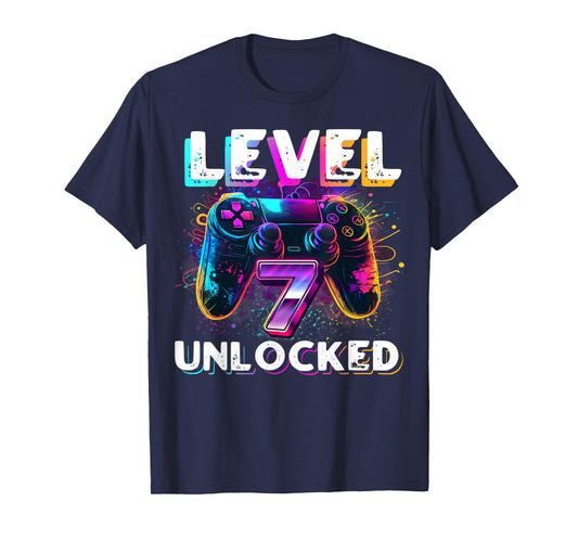 Level 7 Unlocked Shirt Funny Video Gamer 7th Birthday Gift T-Shirt