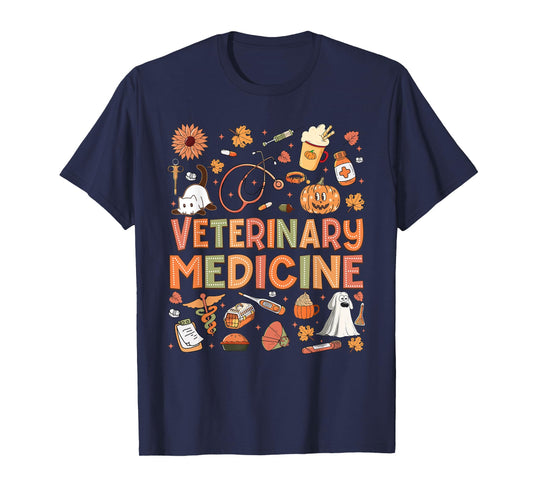 Veterinary Medicine Pumpkin Fall Veterinary Technician Week T-Shirt