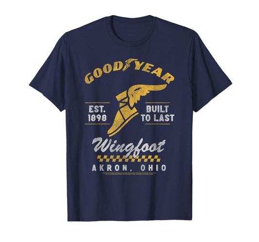 Goodyear Wingfoot Est. 1898 Built To Last Logo Distressed T-Shirt