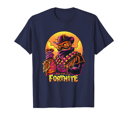 Fortnite Iconic Mancake Cowboy Distressed Big Chest Portrait T-Shirt