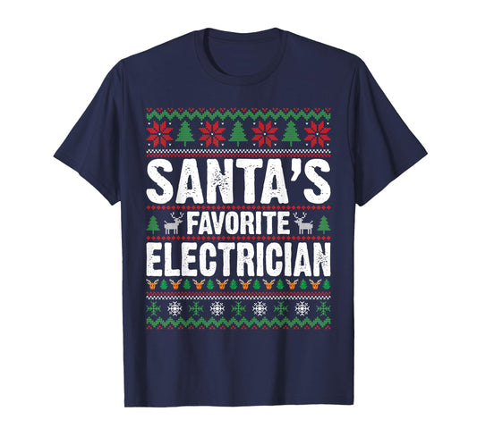 Electrician Christmas Santas Favorite T-Shirt