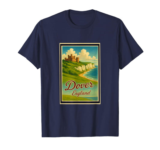 50s Vintage Dover Cliffs City England UK Poster Art Graphic T-Shirt
