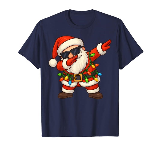 Dabbing Santa Christmas Lights Dab Xmas Girls Boys Kids T-Shirt