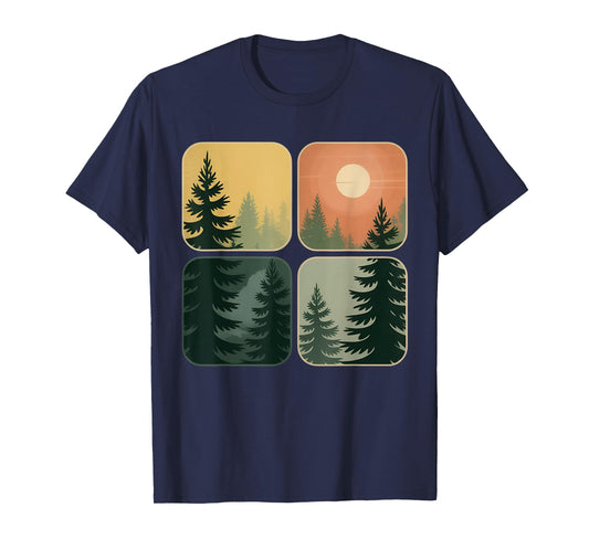 Retro Forest Trees Wildlife Nature Vintage Forest T-Shirt