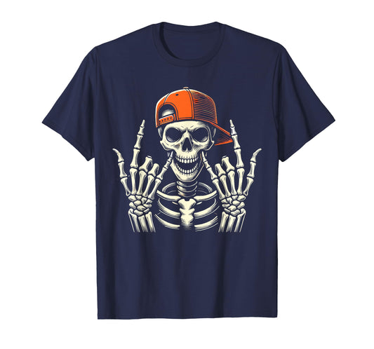 Rocker Skeleton Skater Cool Halloween T-Shirt