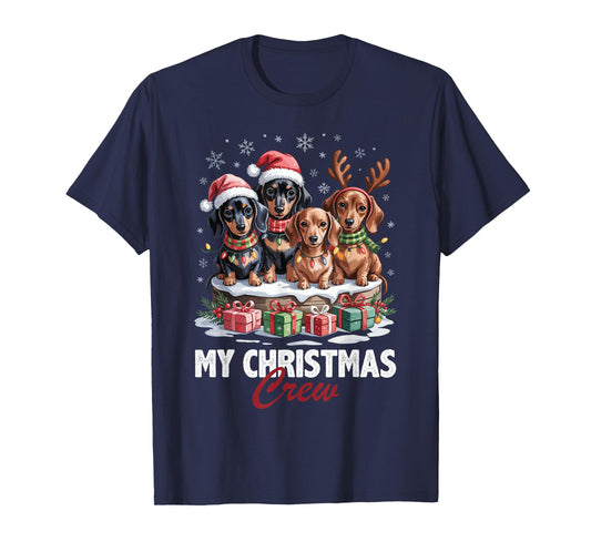 Dachshund Christmas Crew Funny Dog Lovers Holiday Pajama T-Shirt