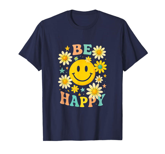 Be Happy - Retro Checkered Pattern Vintage T-Shirt