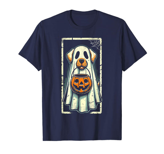 Cute Ghost Dog Men Women Kids Halloween Funny Ghost T-Shirt