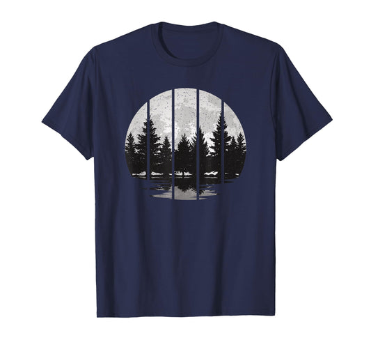 Forest Moon Landscape Nature Outdoor Vintage Graphic Men T-Shirt