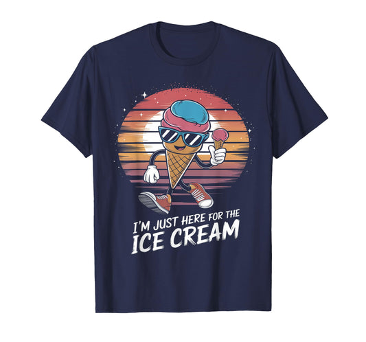 I'm Just Here For The Free Ice Cream Vintage Kids Men T-Shirt
