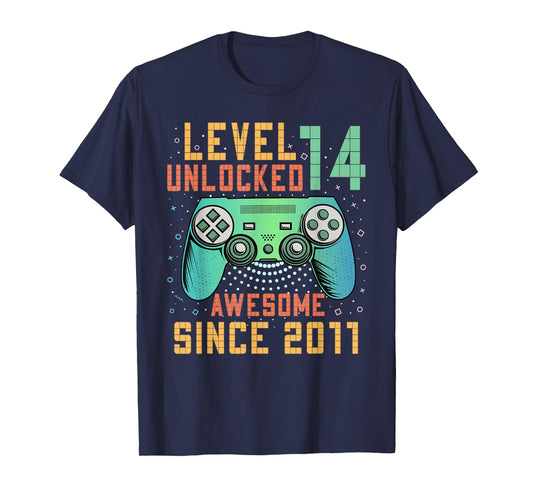 Level 14 Unlocked 14th Birthday 14 Year Old Boy Gifts Gaming T-Shirt