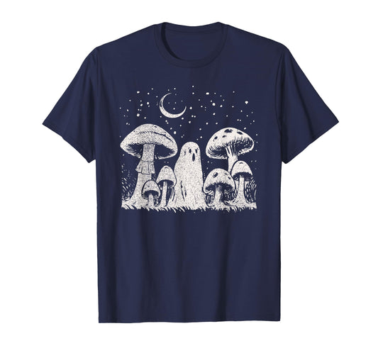 Halloween Mushroom Ghost Vintage Grunge 90 Aesthetic Graphic T-Shirt