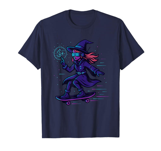 Cyber Witch on Skateboard T-Shirt