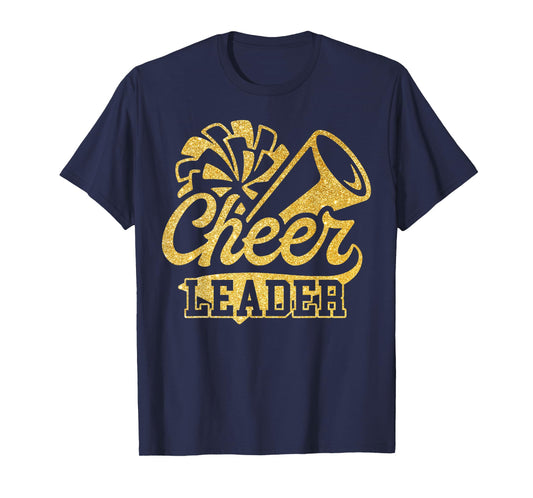 Cheer Leader Era Youth Cheerleader Cheerleading Black Gold T-Shirt