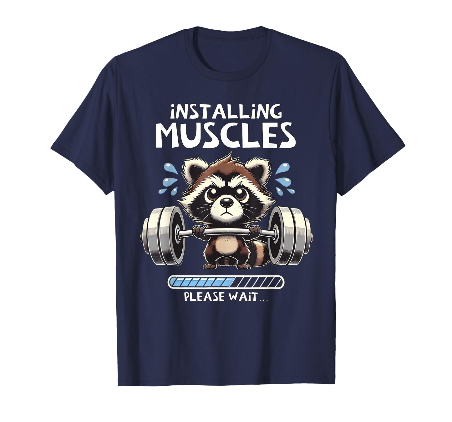 Funny Cute Raccoon Workout Gym Fitness Weightlifting T-Shirt