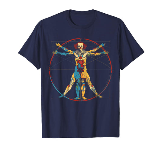 Clowncore Aesthetic Vitruvian Man Clown Creepy Goth T-Shirt