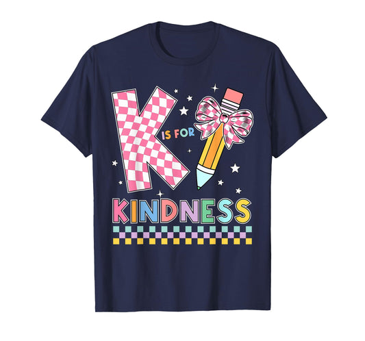 K Is For Kindness Cute Pencil Bow Teacher Be Kind T-Shirt