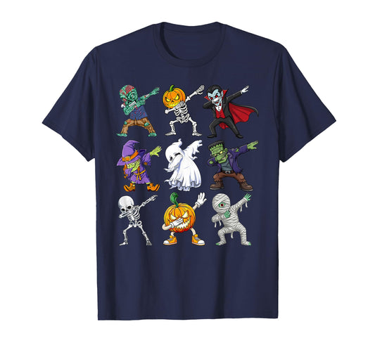 Dabbing Halloween Shirt Skeleton Zombie Scary Pumpkin Mummy T-Shirt