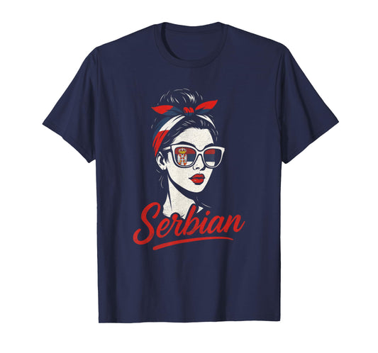 Serbian Culture Woman Vintage Balkan Serbia T-Shirt