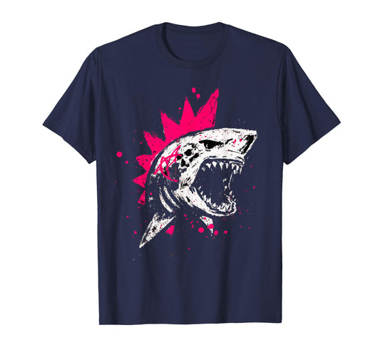 shark punk jaw sharks lover skull rock vintage T-Shirt