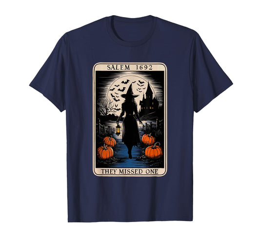 Salem 1692 They Missed One Halloween Tarot Card Witch Trials T-Shirt