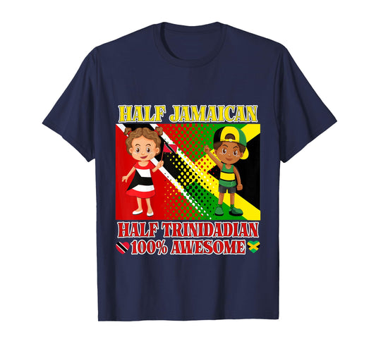 Half Trini Half Jamaican Toddler Trinidad Flag Root Girl Boy T-Shirt