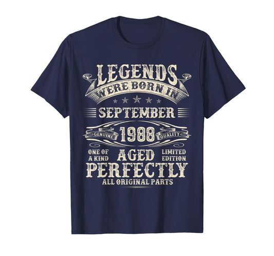 37th Birthday Gifts For Men 37 Year Old Bday September 1988 T-Shirt