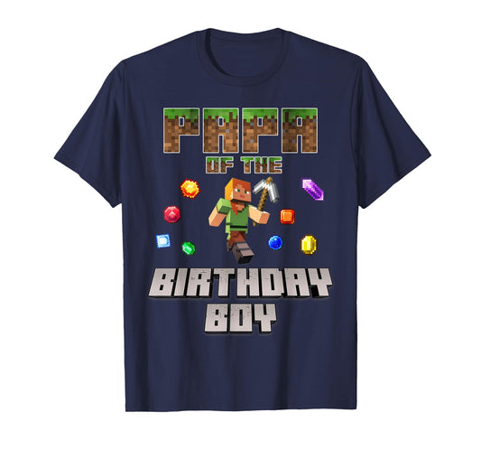 Papa Of The Birthday Boy Video Gamer Pixel Number T-Shirt